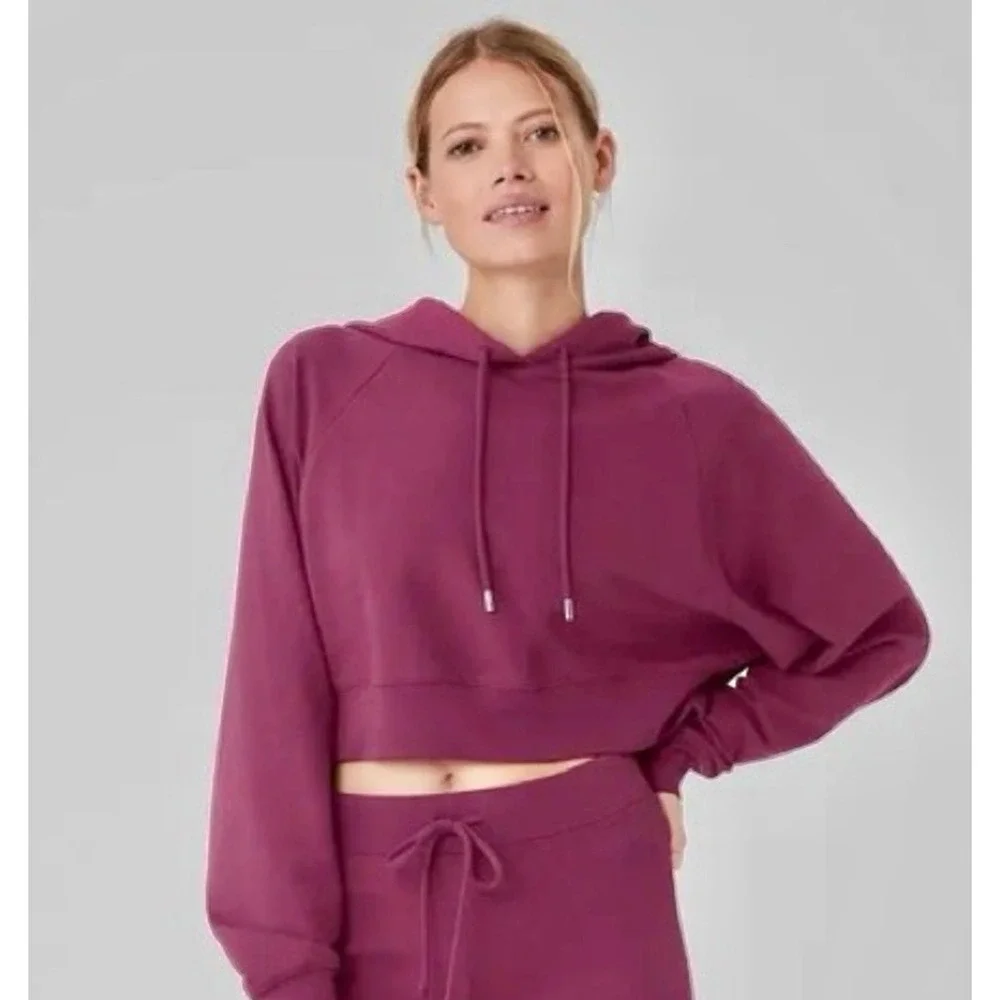 Alo‎ Yoga Muse Hoodie Women XS Pink Cropped Raglan Pullover